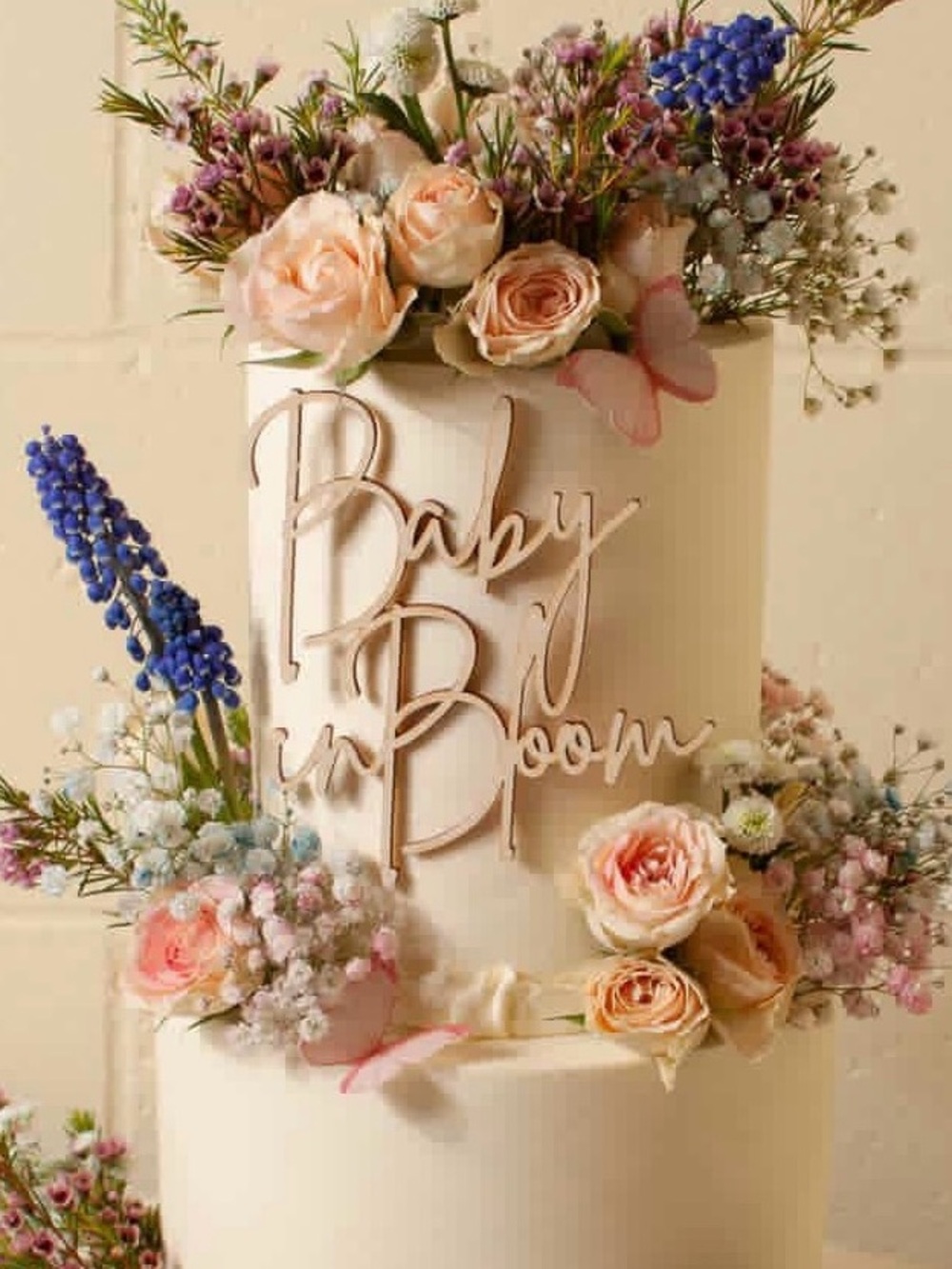 Baby Shower - Baby in Bloom Cake Charm - Wood